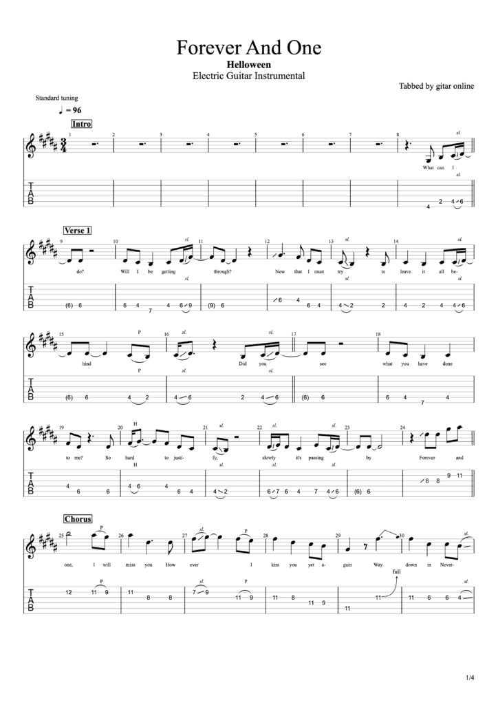 Forever And One Helloween (guitar Instrumental) Lyrics#1