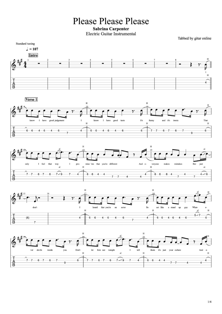 Please Please Please Sabrina Carpenter (guitar Instrumental) Lyrics#1